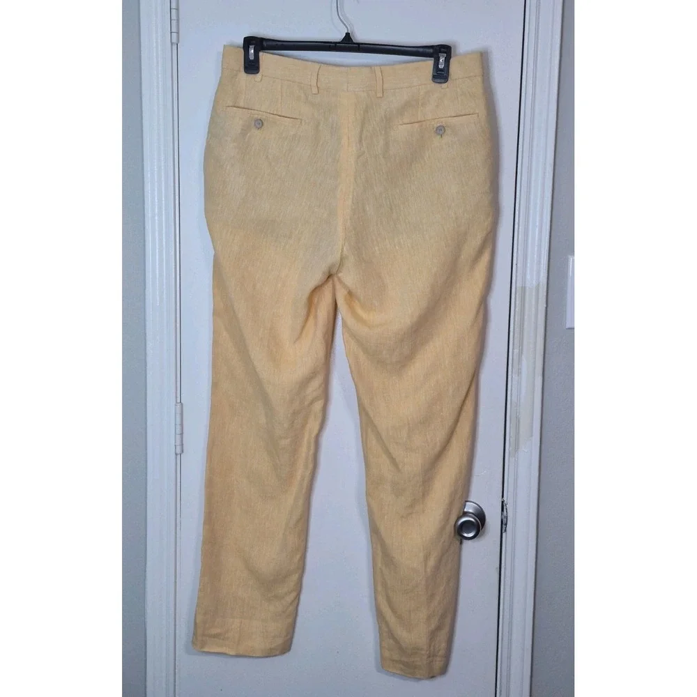 Hiltl Men's 100% Linen Pants Flat Front Size 52 ( 34/32) Coastal Cruise Resort